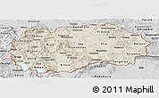 Shaded Relief Panoramic Map of Macedonia, desaturated