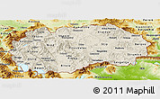 Shaded Relief Panoramic Map of Macedonia, physical outside