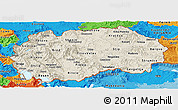 Shaded Relief Panoramic Map of Macedonia, political outside