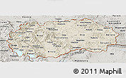 Shaded Relief Panoramic Map of Macedonia, semi-desaturated
