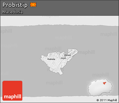 Gray 3D Map of Probistip, single color outside