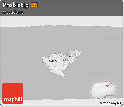 Gray 3D Map of Probistip, single color outside