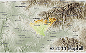Physical 3D Map of Probistip, semi-desaturated