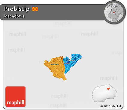 Political 3D Map of Probistip, cropped outside