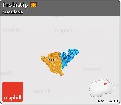Political 3D Map of Probistip, cropped outside