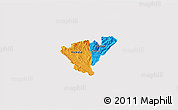 Political 3D Map of Probistip, cropped outside