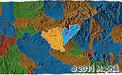 Political 3D Map of Probistip, darken