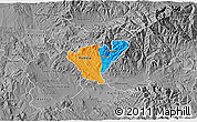 Political 3D Map of Probistip, desaturated