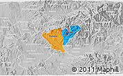 Political 3D Map of Probistip, lighten, desaturated