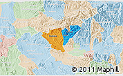 Political 3D Map of Probistip, lighten