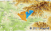 Political 3D Map of Probistip, physical outside