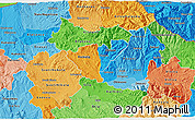 Political 3D Map of Probistip, political shades outside