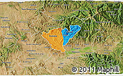 Political 3D Map of Probistip, satellite outside