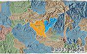 Political 3D Map of Probistip, semi-desaturated