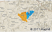 Political 3D Map of Probistip, shaded relief outside