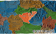 Political Shades 3D Map of Probistip, darken