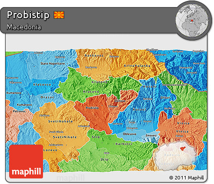 Political Shades 3D Map of Probistip