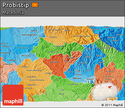Political Shades 3D Map of Probistip