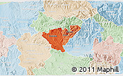 Political Shades 3D Map of Probistip, lighten