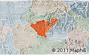 Political Shades 3D Map of Probistip, lighten, semi-desaturated