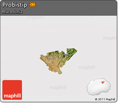 Satellite 3D Map of Probistip, cropped outside