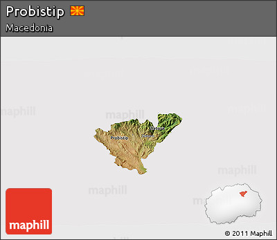Satellite 3D Map of Probistip, cropped outside