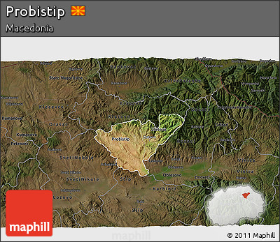 Satellite 3D Map of Probistip, darken