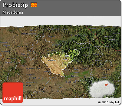 Satellite 3D Map of Probistip, darken