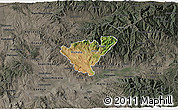 Satellite 3D Map of Probistip, darken, semi-desaturated