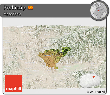 Satellite 3D Map of Probistip, lighten