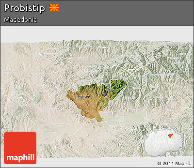 Satellite 3D Map of Probistip, lighten