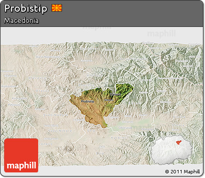 Satellite 3D Map of Probistip, lighten