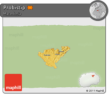 Savanna Style 3D Map of Probistip, single color outside