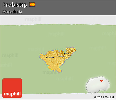Savanna Style 3D Map of Probistip, single color outside