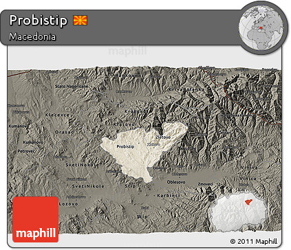 Shaded Relief 3D Map of Probistip, darken