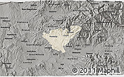 Shaded Relief 3D Map of Probistip, darken, semi-desaturated