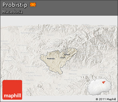 Shaded Relief 3D Map of Probistip, lighten