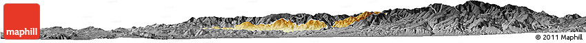 Physical Horizon Map of Probistip, darken, desaturated