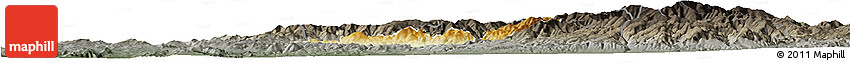 Physical Horizon Map of Probistip, darken, semi-desaturated