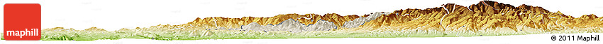 Shaded Relief Horizon Map of Probistip, physical outside