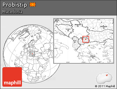Blank Location Map of Probistip, within the entire country