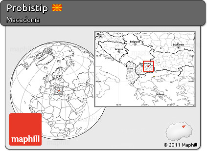 Blank Location Map of Probistip, within the entire country