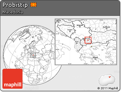 Blank Location Map of Probistip, within the entire country