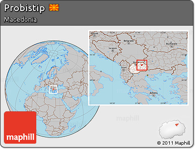 Gray Location Map of Probistip, highlighted country, within the entire country