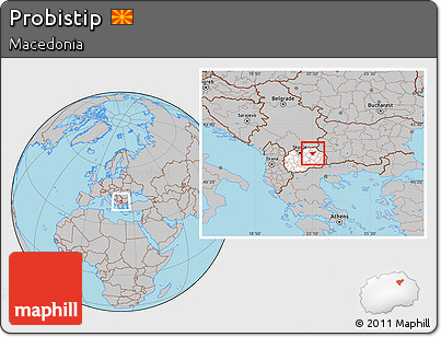 Gray Location Map of Probistip, highlighted country