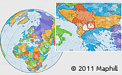 Political Location Map of Probistip, highlighted country, within the entire country