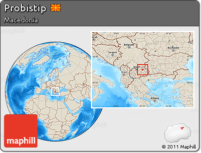 Shaded Relief Location Map of Probistip