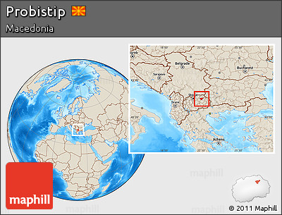 Shaded Relief Location Map of Probistip