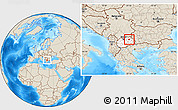 Shaded Relief Location Map of Probistip, highlighted country