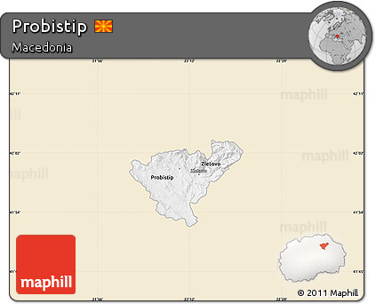 Classic Style Map of Probistip, single color outside